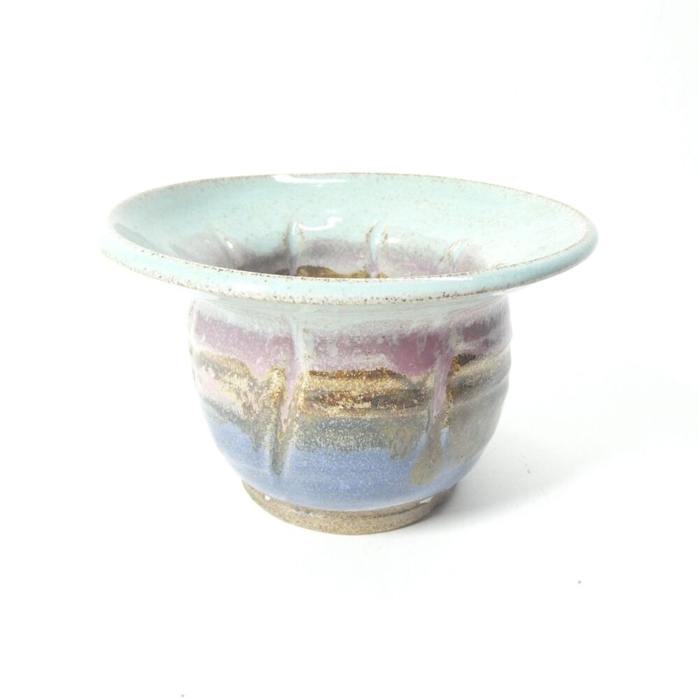 Studio Art Pottery Vase With Flower Frog Handmade Ikebana